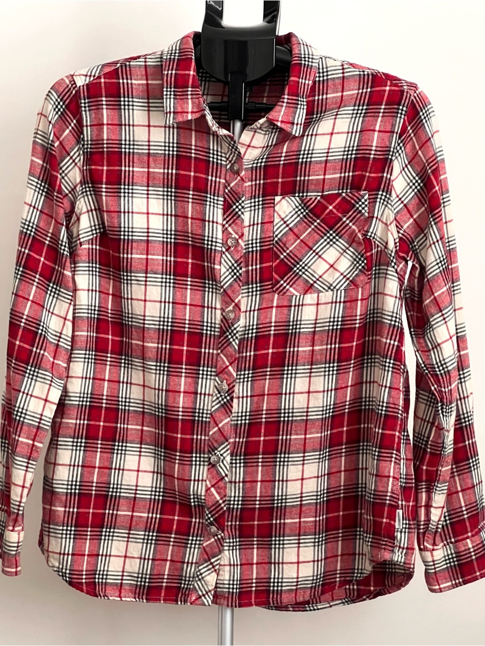 Eddie Bauer Women’s Red Plaid Button-Up Flannel Shirt Size Large